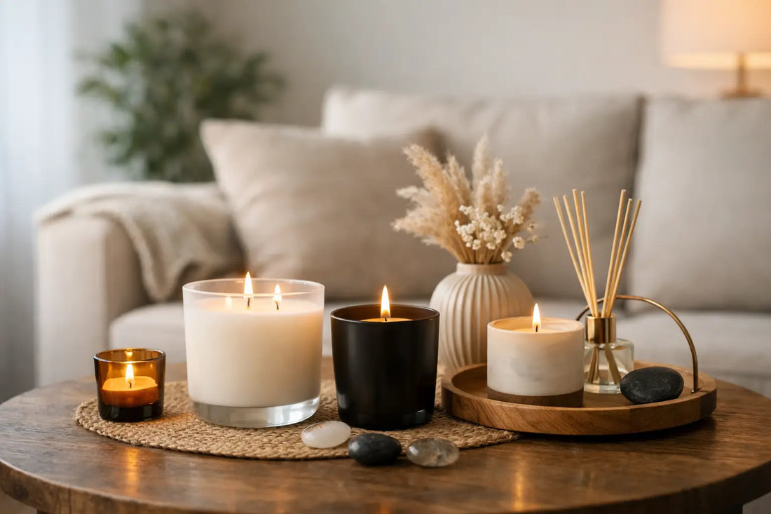 Wohnzimmer mit Duftkerzen dekorieren stilvoll