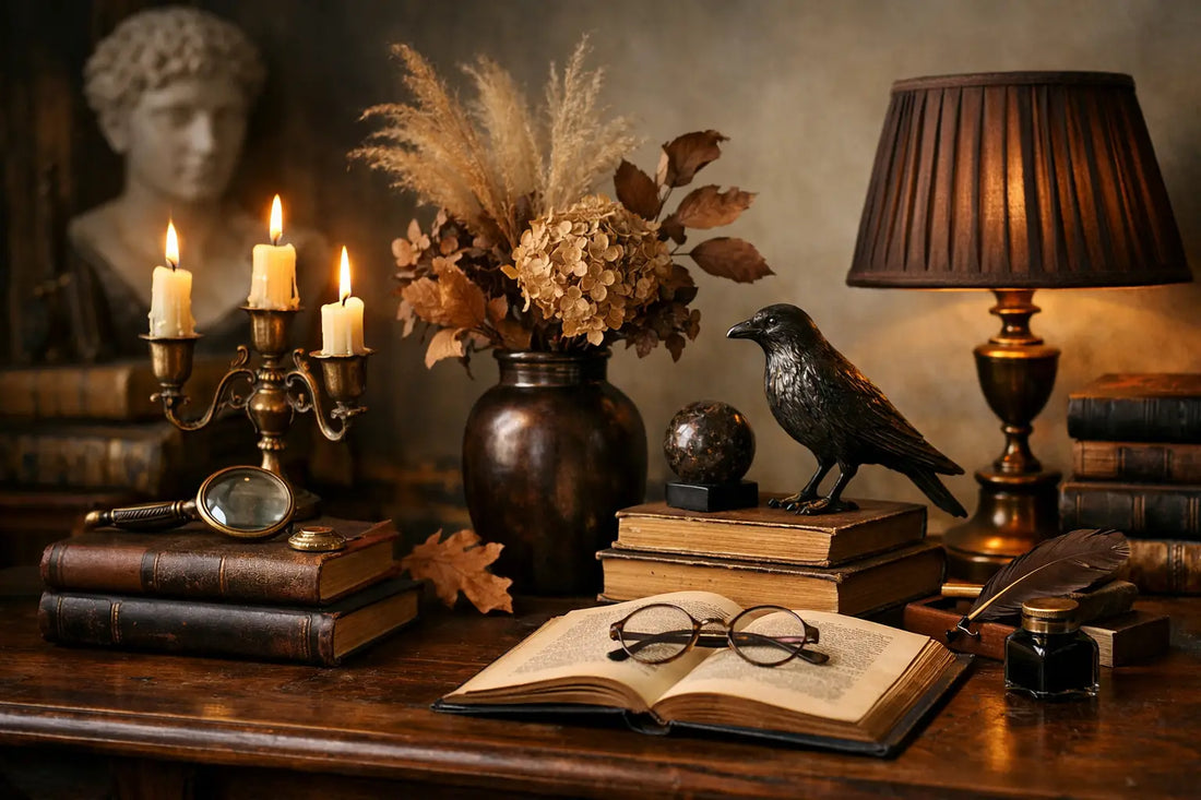 Wohnaccessoires im Dark Academia Stil inszenieren